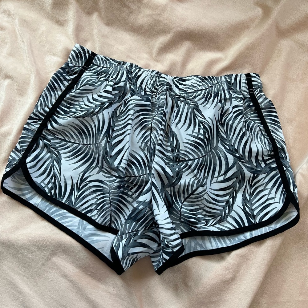 Tropical Leaf Print Athletic Shorts